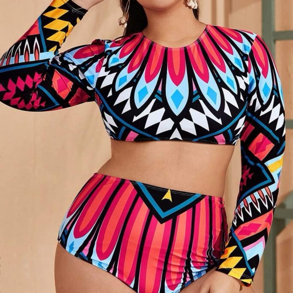 Two Piece Tribal Print Swimsuit